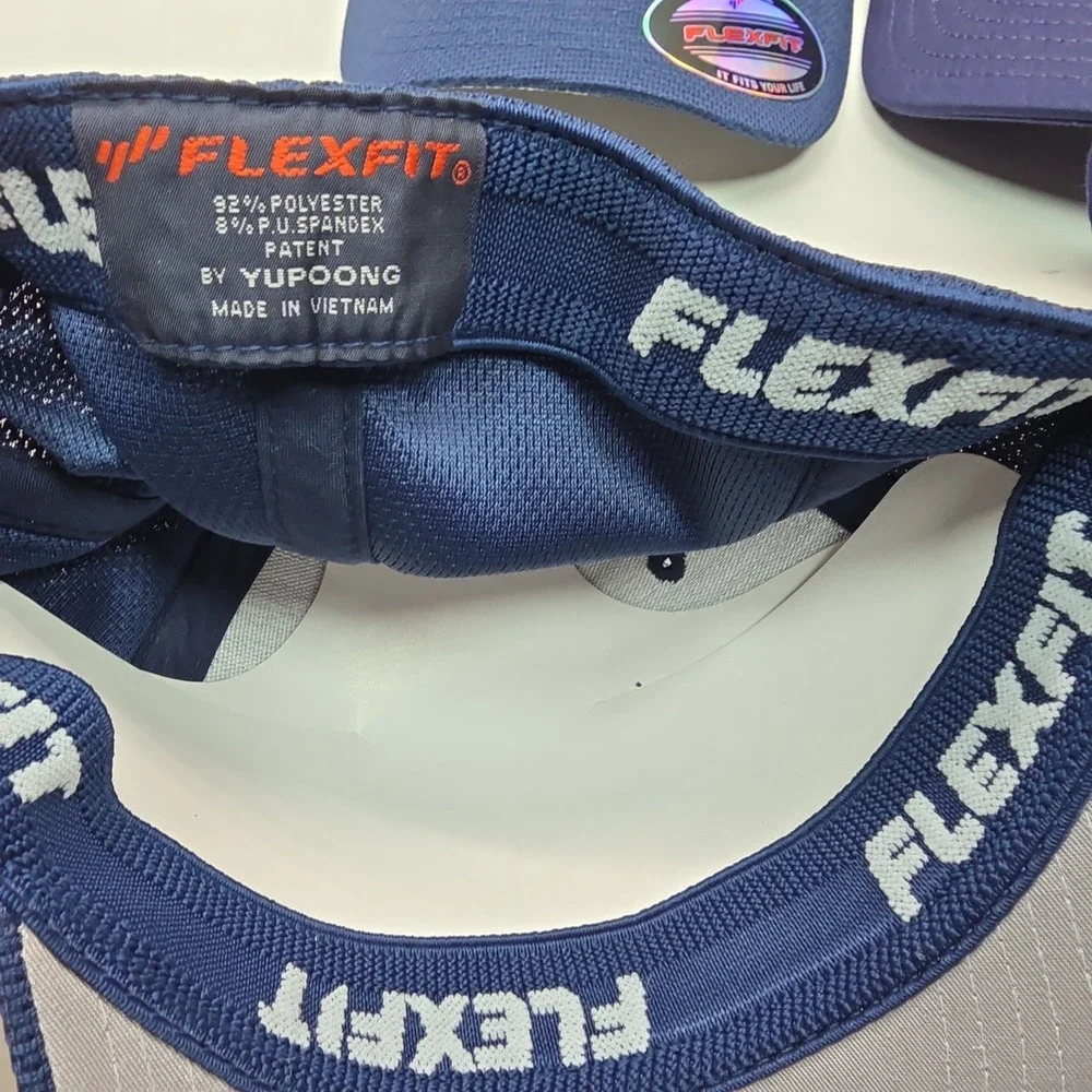 4pc Navy Blue Baseball Cap Bundle Flexfit New Era Medium Large XL Blank Hats